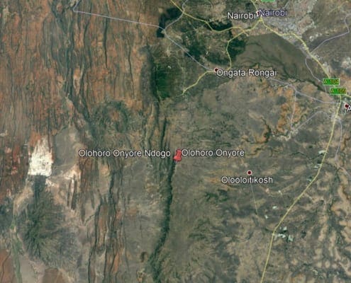 Map showing the location of Olohoro Onyore in Champagne Ridge