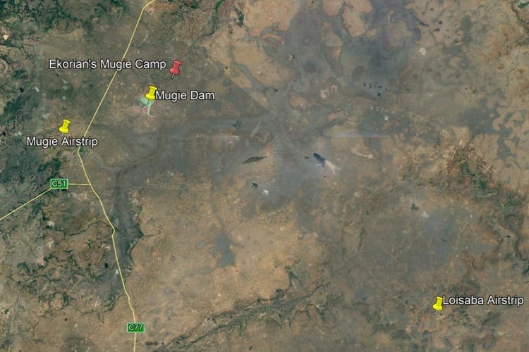 Ekorian's Mugie Camp Google Earth 2 Map of Ekorian’s Mugie Camp, Mugie Conservancy in Laikipia